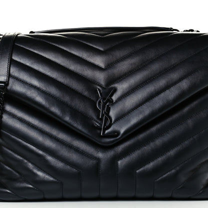 Saint Laurent Calfskin Y Quilted Monogram Large Loulou Chain Satchel Black 8 of 10