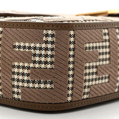 Fendi Wool Vitello King Houndstooth FF Embroidered Baguette Beige Moro 9 of 11