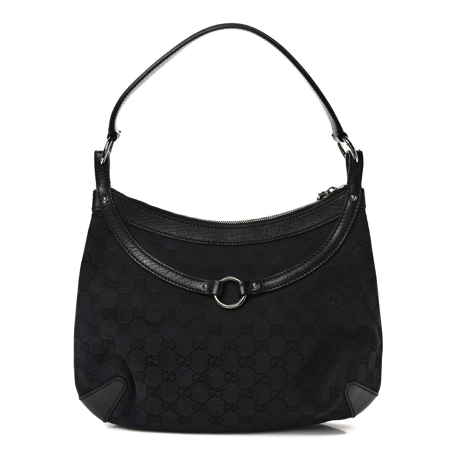 Gucci Monogram Horsebit Hobo Black 1 of 11