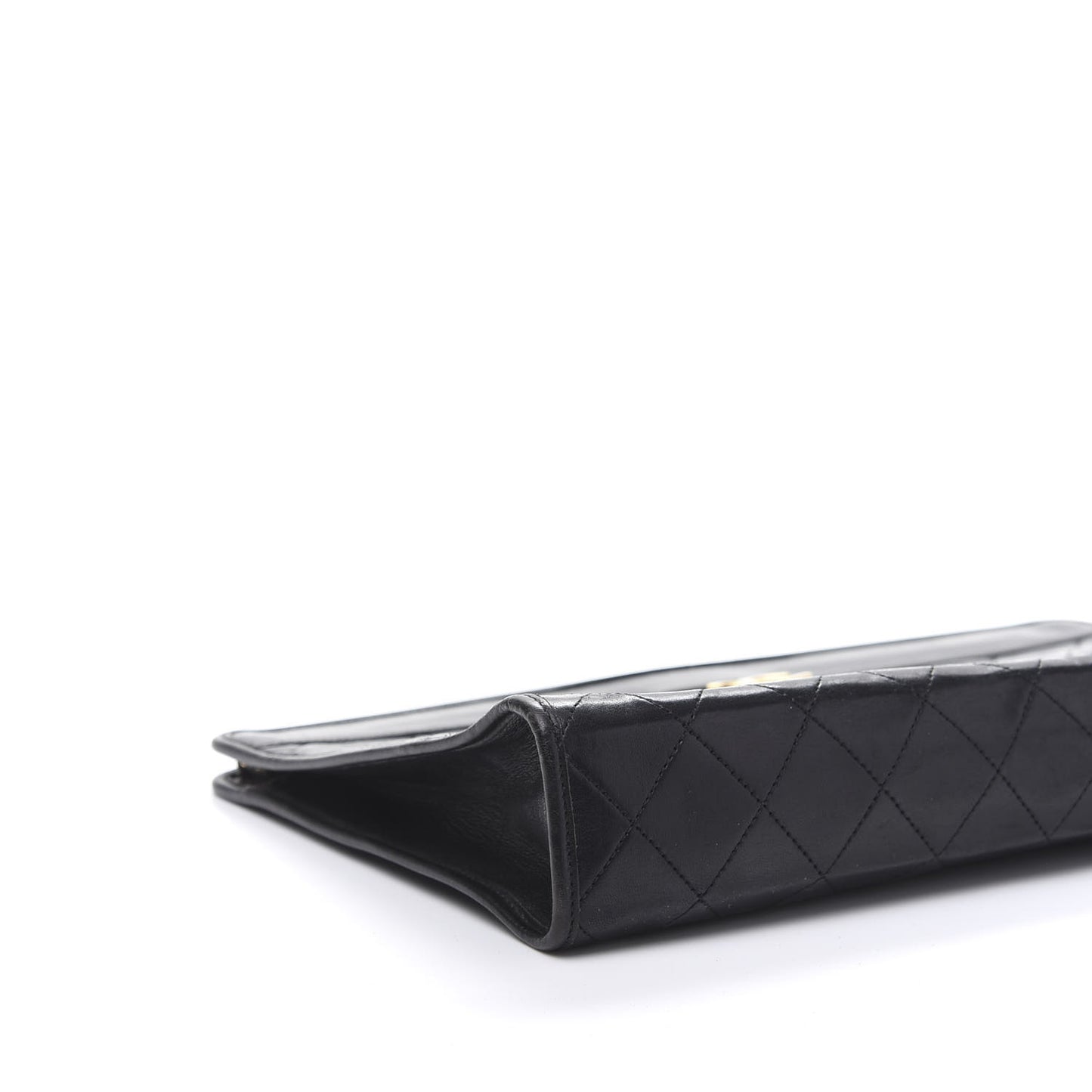 Lambskin Quilted CC Large Clutch Black