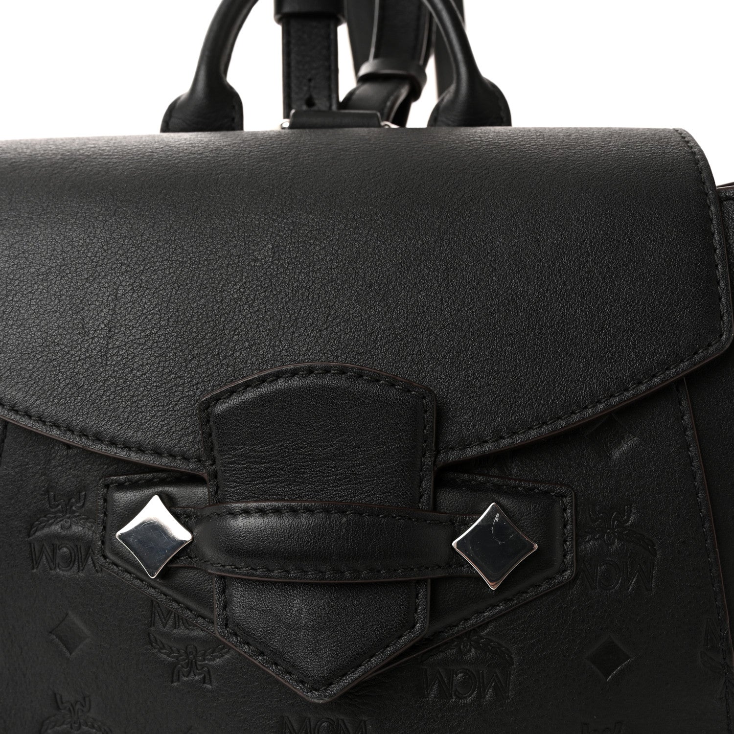MCM Calfskin Ottomar Monogram Essential Small Backpack Black 6 of 8