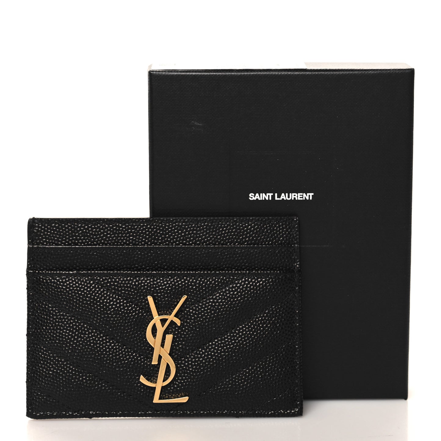 Grain De Poudre Matelasse Chevron Monogram Credit Card Case Black