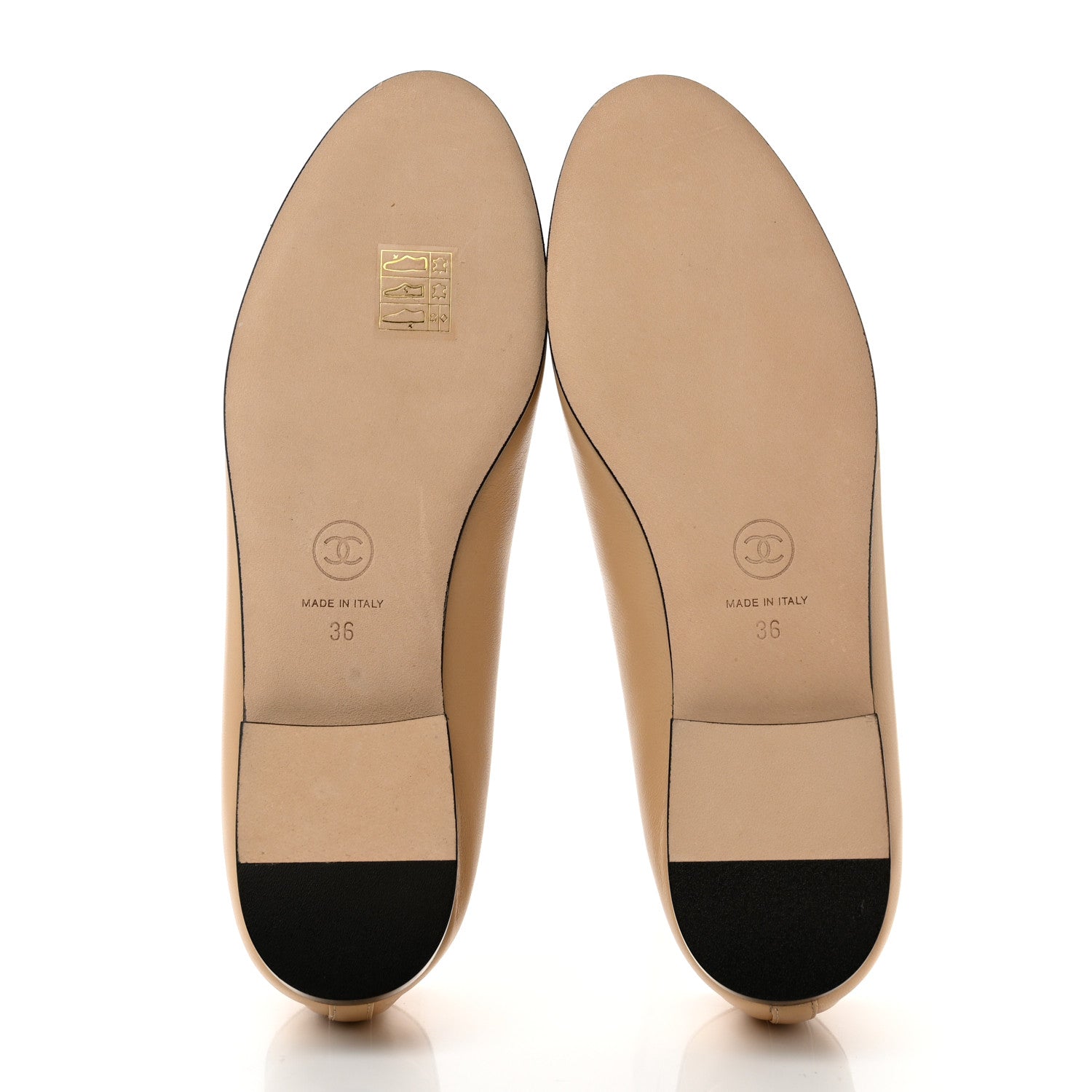 Chanel Lambskin Cap Toe CC Ballerina Flats 36 Beige Black 5 of 9