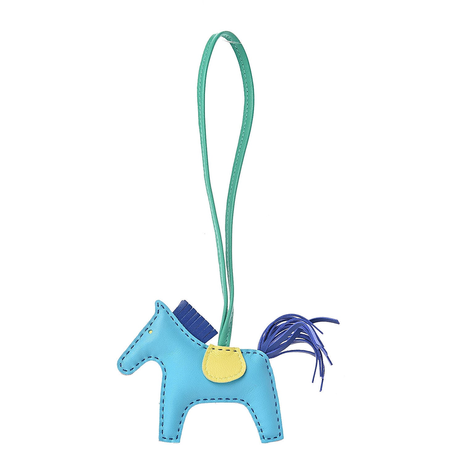 Hermes Milo Lambskin Grigri Rodeo Horse Bag Charm PM Rose Shocking Bleu Azteque Bleu Electrique Menthe Soufre Violet 1 of 4