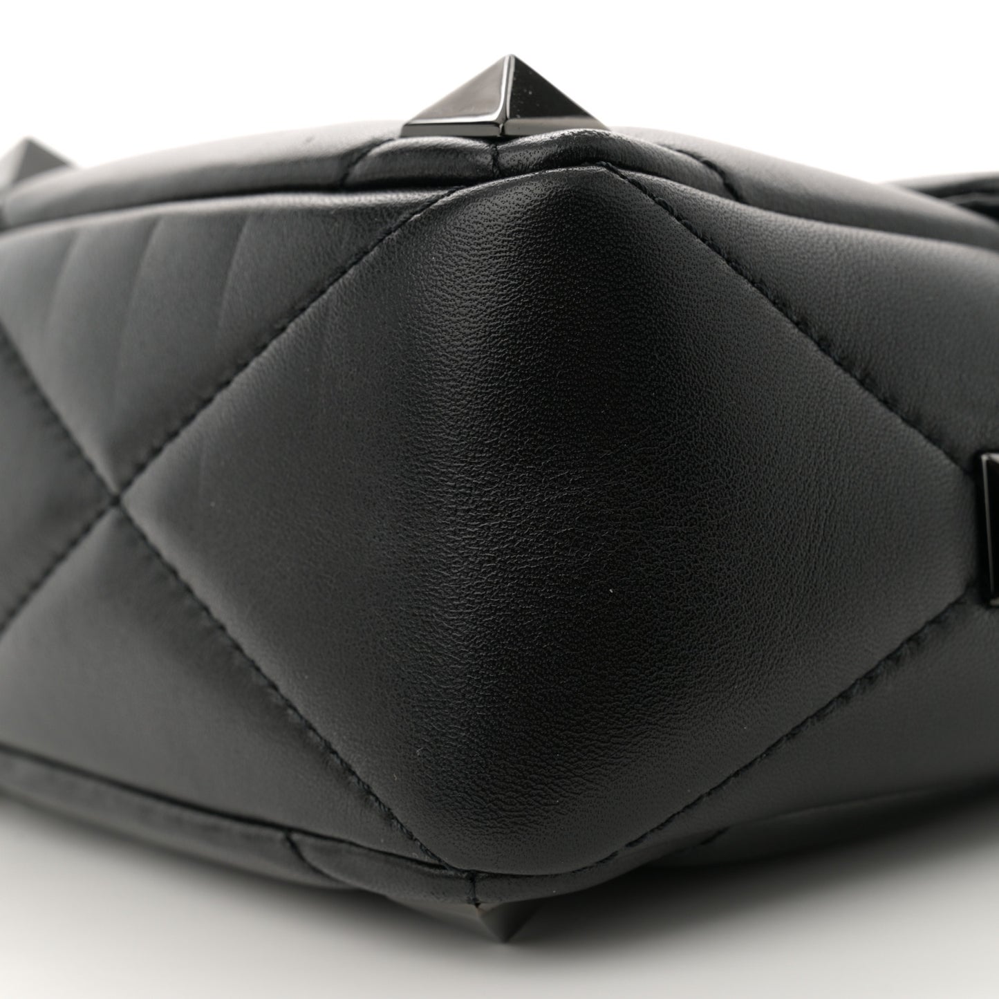 Nappa Monochrome Medium Roman Stud Shoulder Bag Black