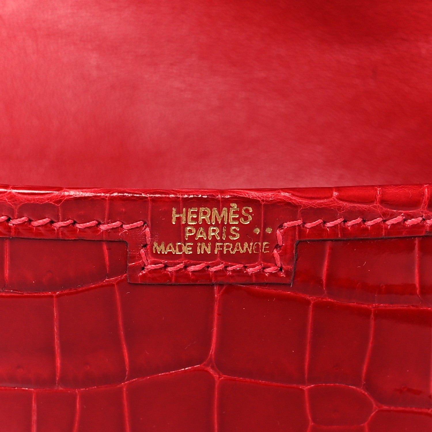 Hermes Shiny Niloticus Crocodile Mini Jige Elan Clutch Rouge Vif 7 of 8