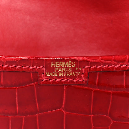 Hermes Shiny Niloticus Crocodile Mini Jige Elan Clutch Rouge Vif 7 of 8