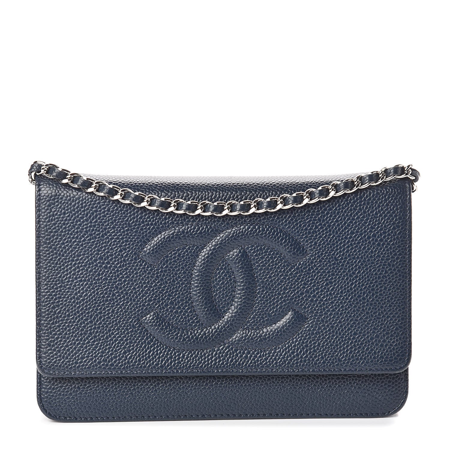 Chanel Caviar Timeless CC Wallet On Chain WOC Navy Blue 1 of 11