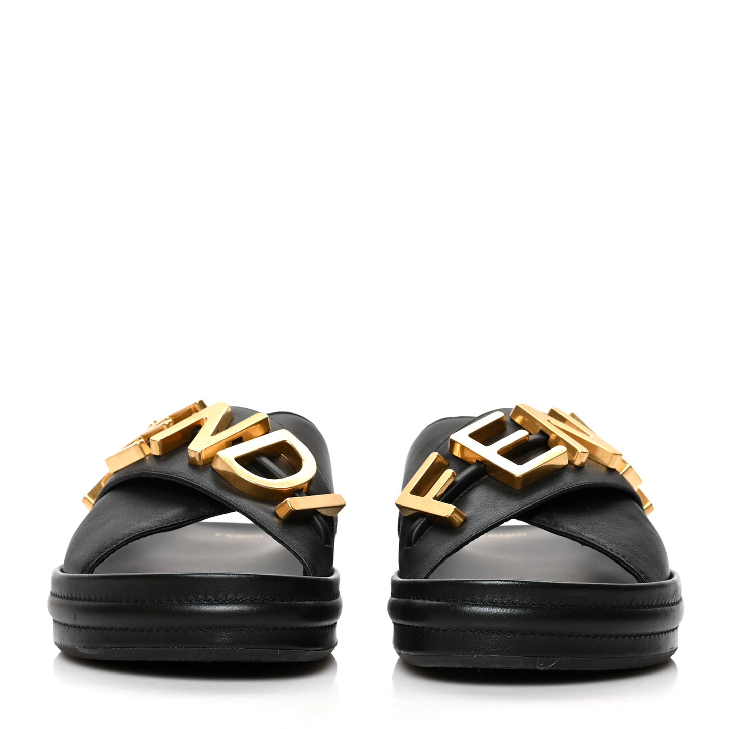 Vitello Womens Fendigraphy Slide Sandals 40 Black