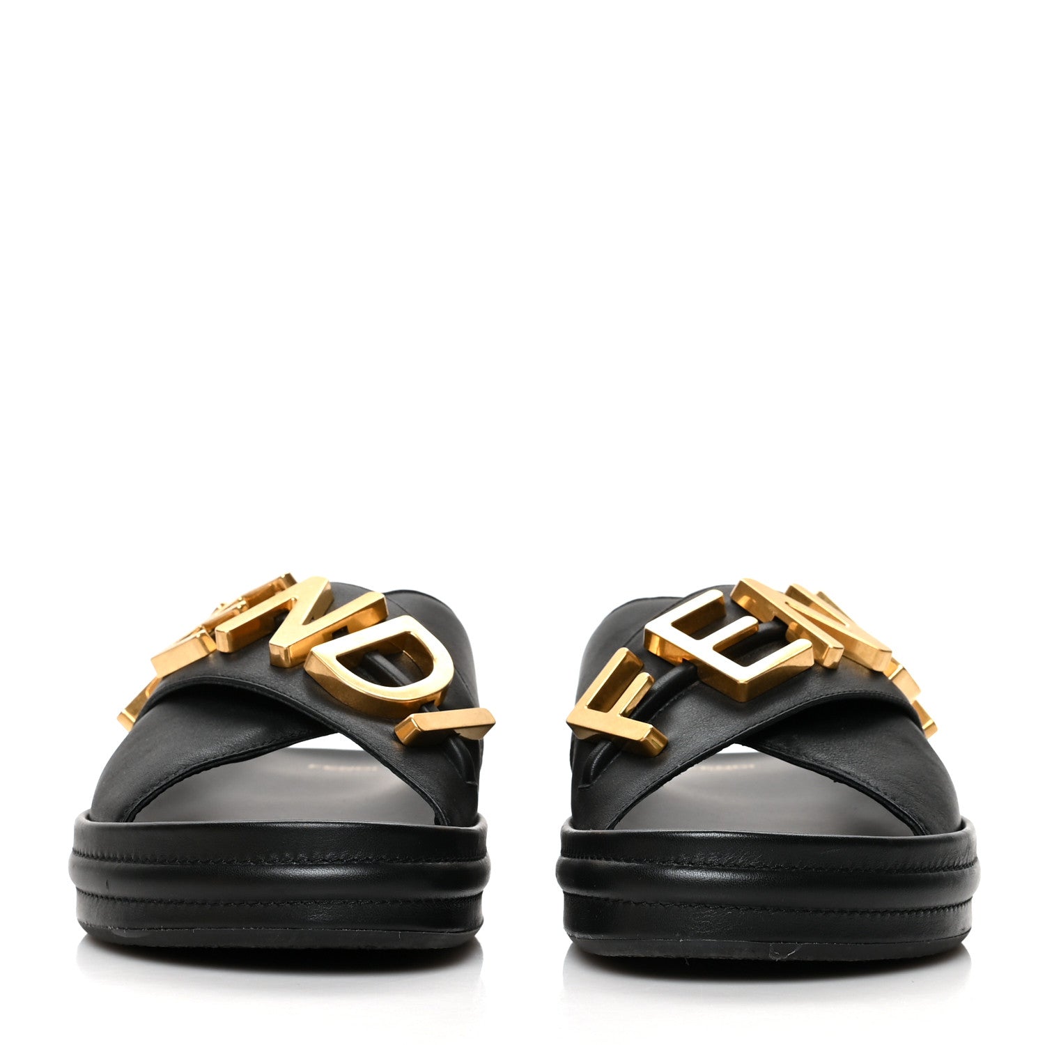 Fendi Vitello Womens Fendigraphy Slide Sandals 40 Black 2 of 10