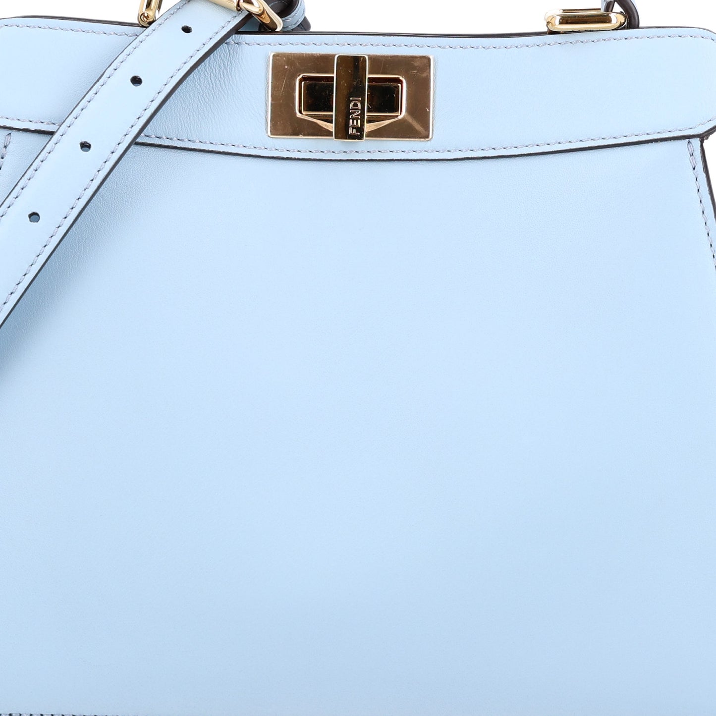 Vitello Seta Shiny Nappa Small Peekaboo I SEE U Satchel  Azzurro Baby Camelia