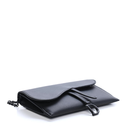 Christian Dior Ultra Matte Calfskin Saddle Chain Wallet Pouch Black 4 of 10