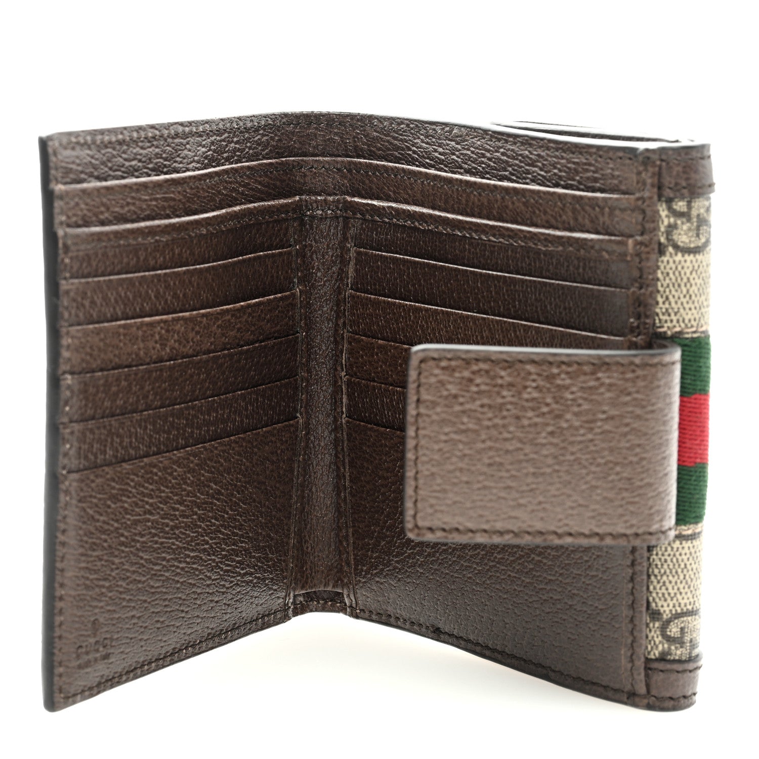 Gucci GG Supreme Monogram Web Ophidia French Flap Wallet Beige New Acero 5 of 7