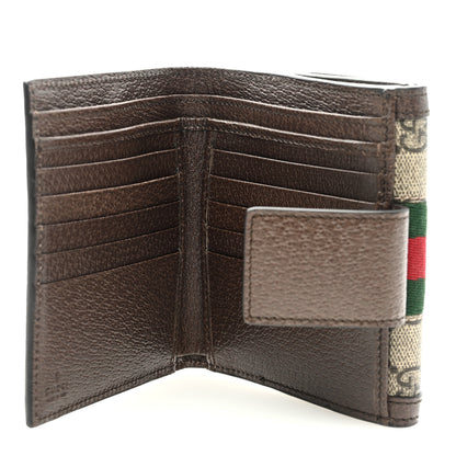 Gucci GG Supreme Monogram Web Ophidia French Flap Wallet Beige New Acero 5 of 7
