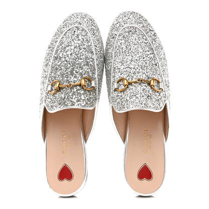 Gucci Glitter Womens Princetown Slippers 36 Silver 2 of 10