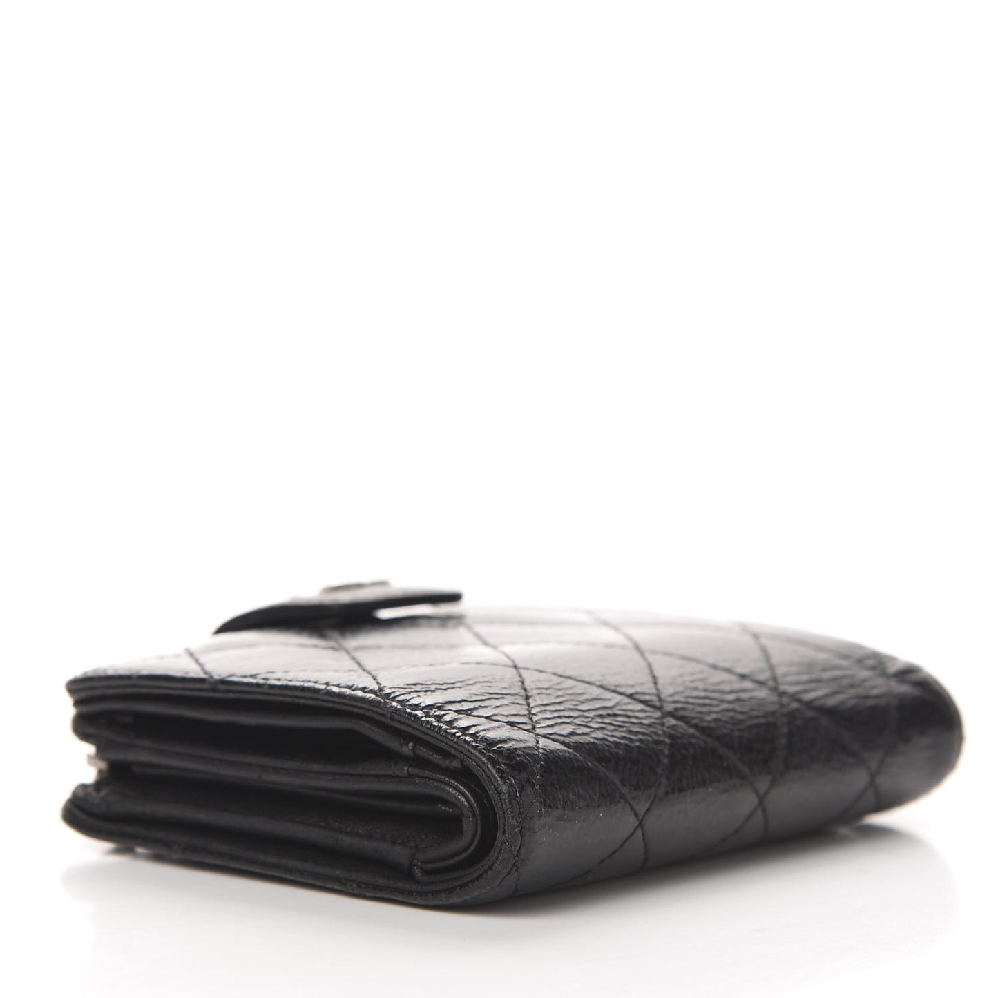 Patent Caviar CC Compact French Flap Wallet Black