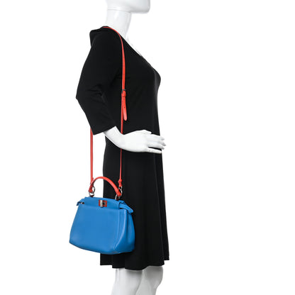 Fendi Nappa Colorblock Mini Peekaboo Iconic Satchel Blue Royal Papavero Cuoio 2 of 11