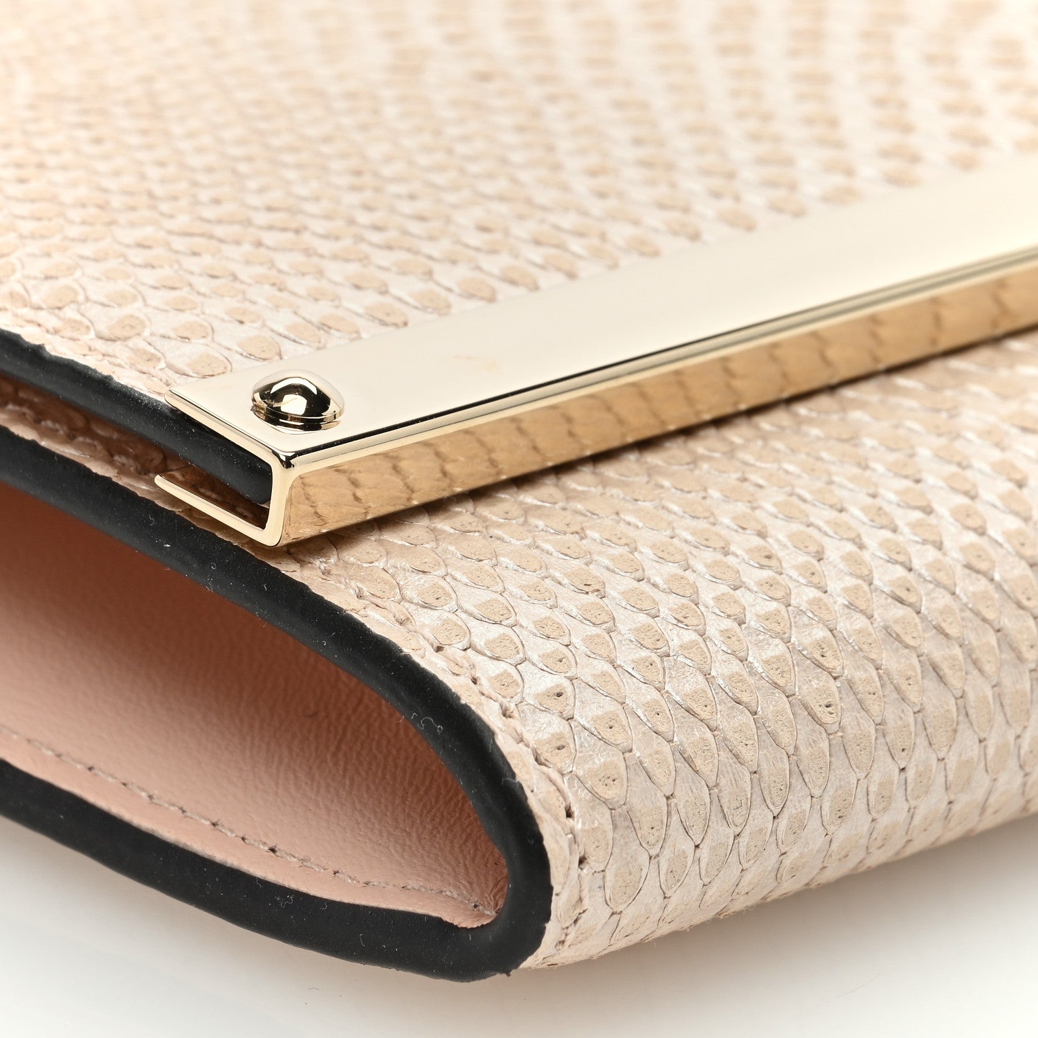 Jimmy Choo Embossed Snakeskin Milla Wallet on Chain Nude 8 of 9