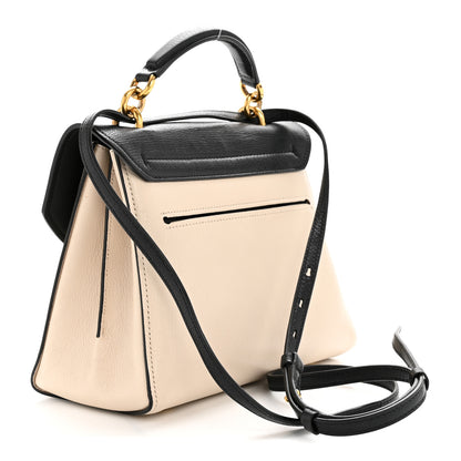 Salvatore Ferragamo Calfskin Small Margot Top Handle Satchel Bone Black 3 of 13