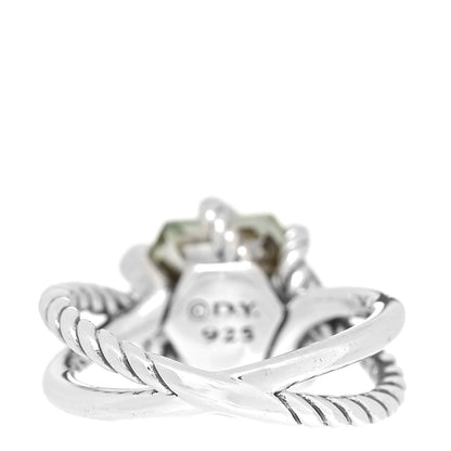David Yurman Sterling Silver Diamond Prasiolite 10mm Cable Wrap Ring 48 4.5 3 of 5