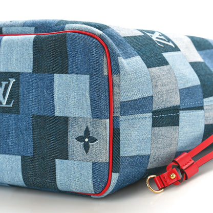 Louis Vuitton Denim Damier Monogram Patchwork Neverfull Blue Rouge 10 of 10