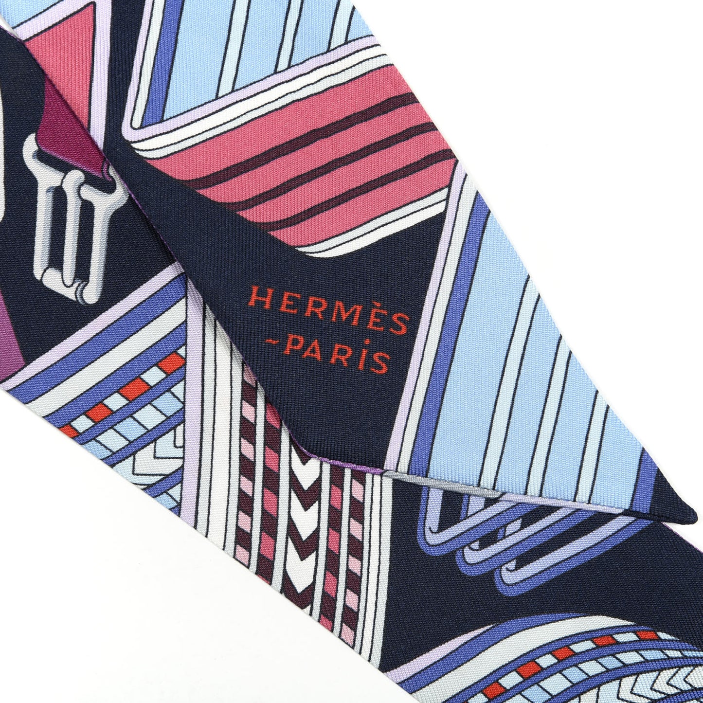 Silk Sangles En Zigzag Twilly Prune Bleu Rouge