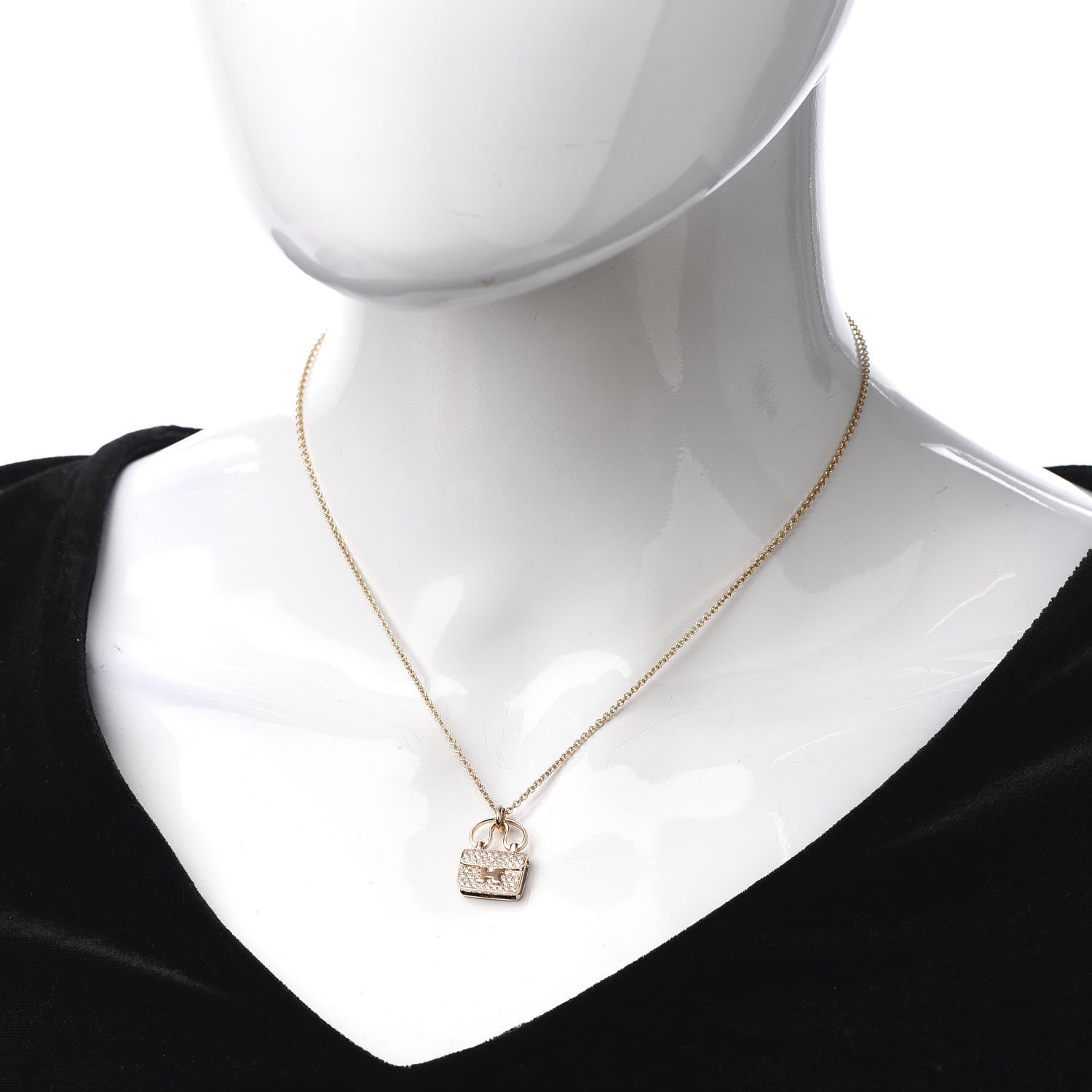 Hermes 18K Rose Gold Diamond Constance Amulette Pendant Necklace 2 of 6