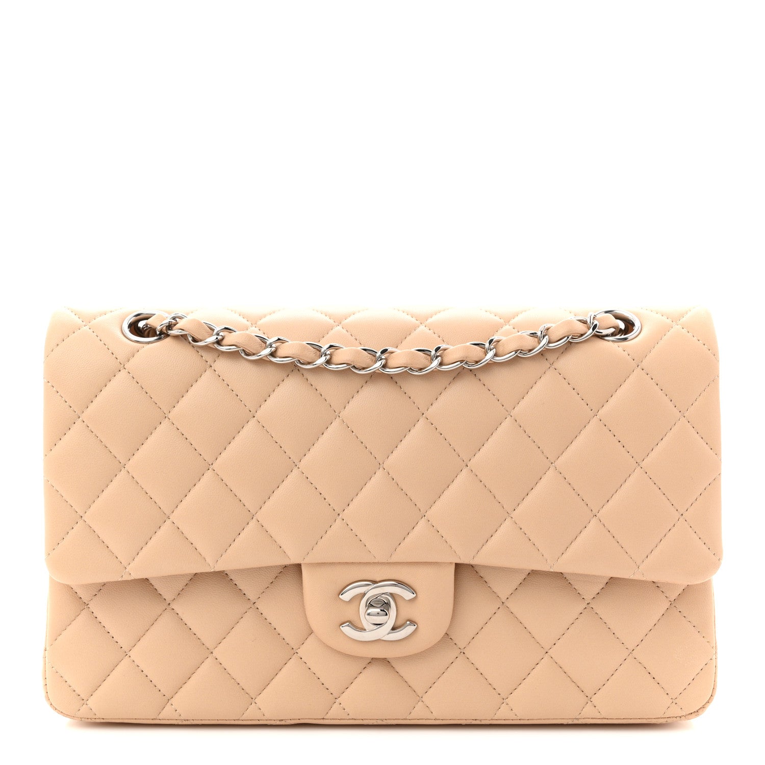 Chanel Lambskin Quilted Medium Double Flap Beige 2 of 27