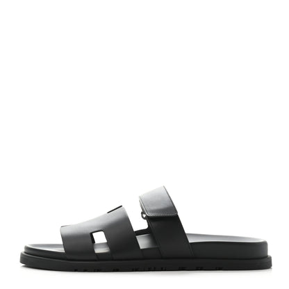 Hermes Calfskin Mens Chypre Sandals 43 Black 1 of 4