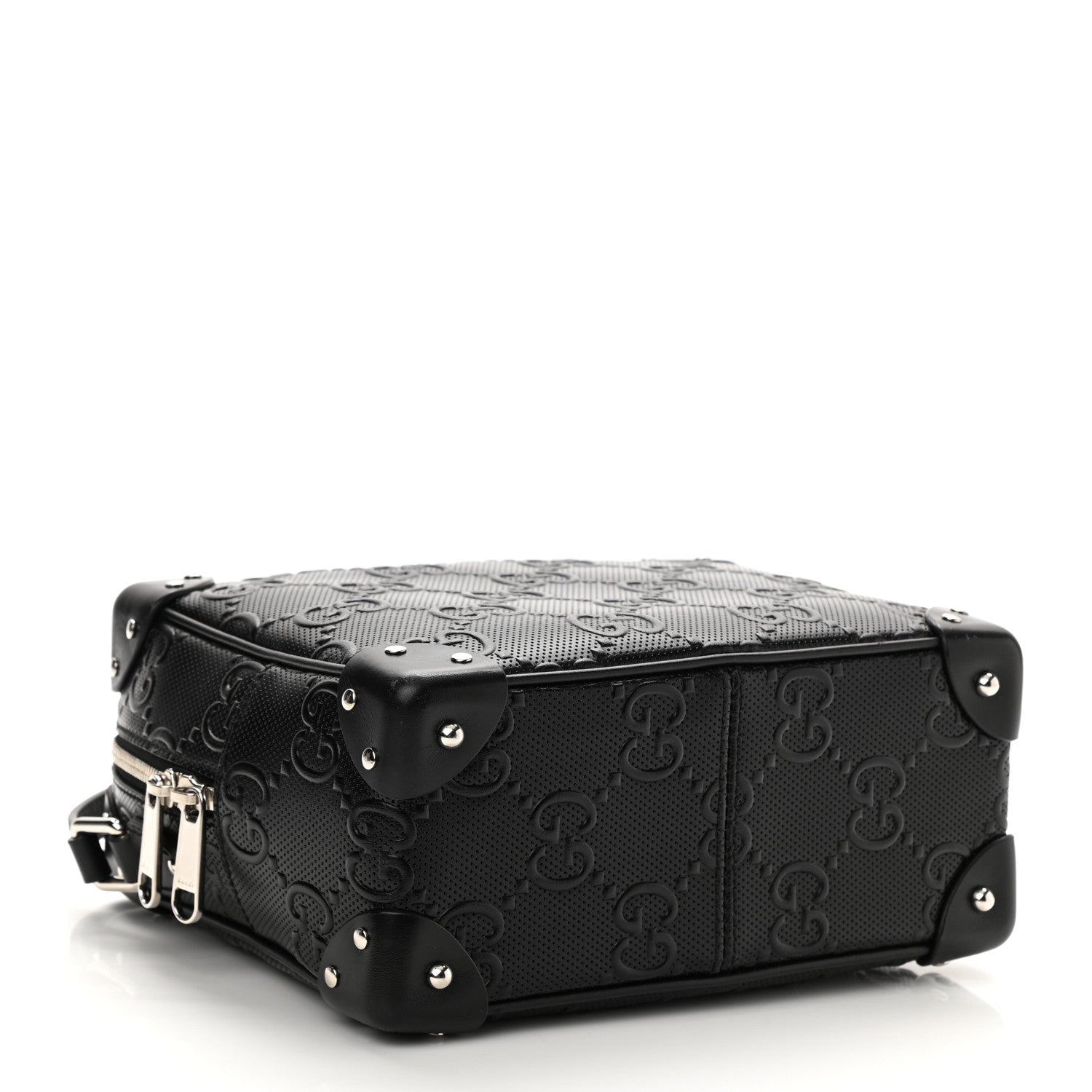 Gucci Calfskin GG Tennis Embossed Square Messenger Bag Black 4 of 8