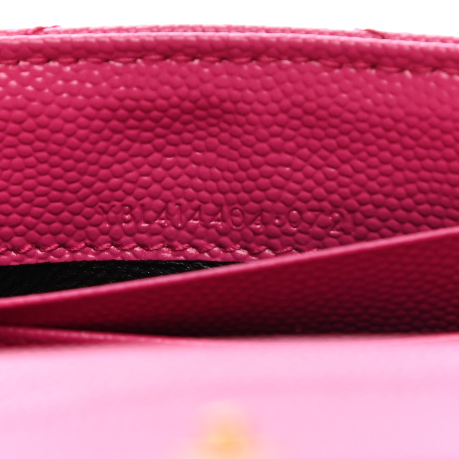 Saint Laurent Grain De Poudre Matelasse Chevron Small Monogram Envelope Wallet Fuxia Couture 7 of 8