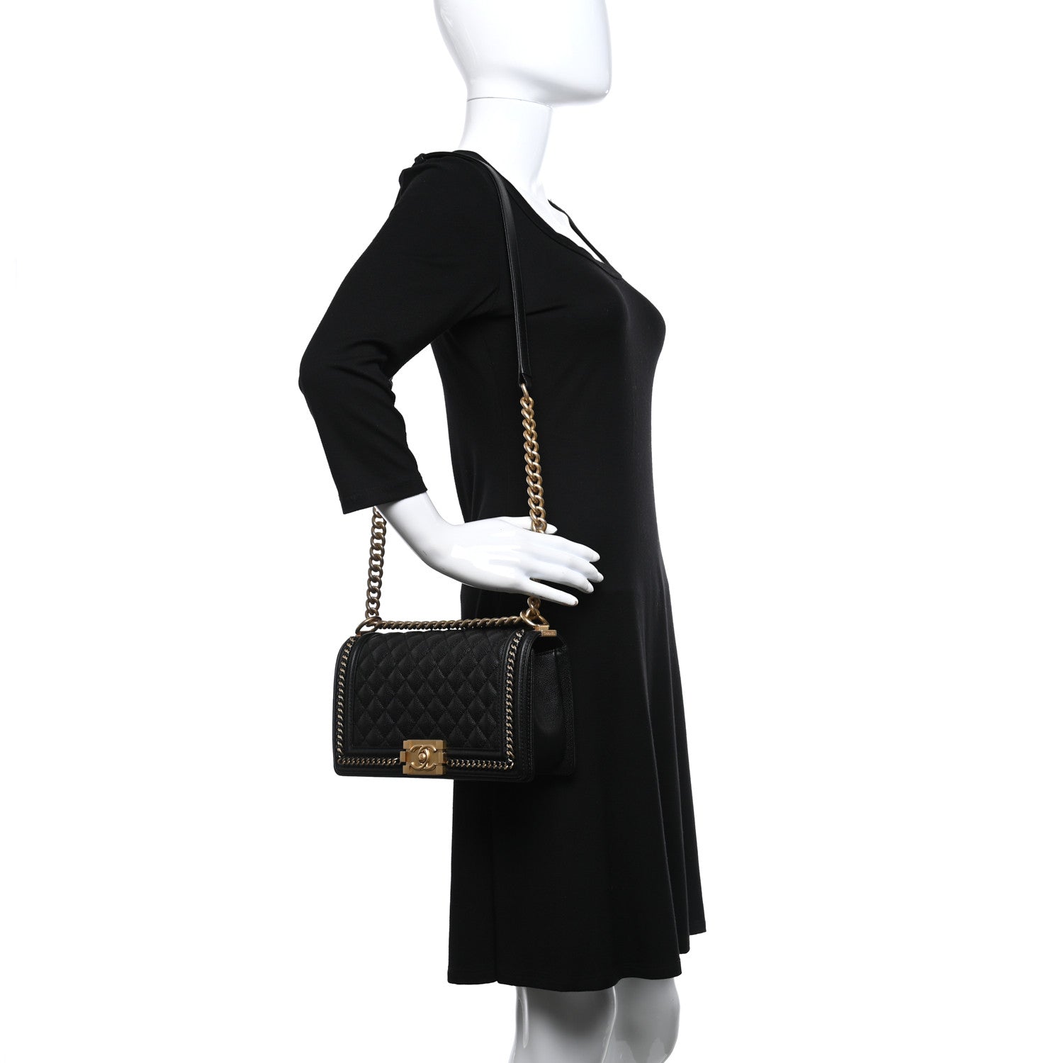 Chanel Caviar Quilted Medium Chain Around Boy Flap Black 2 of 9
