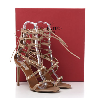 Valentino Garavani Calfskin Rockstud Ankle Wrap Sandals 39.5 Skin Sorbet 10 of 10