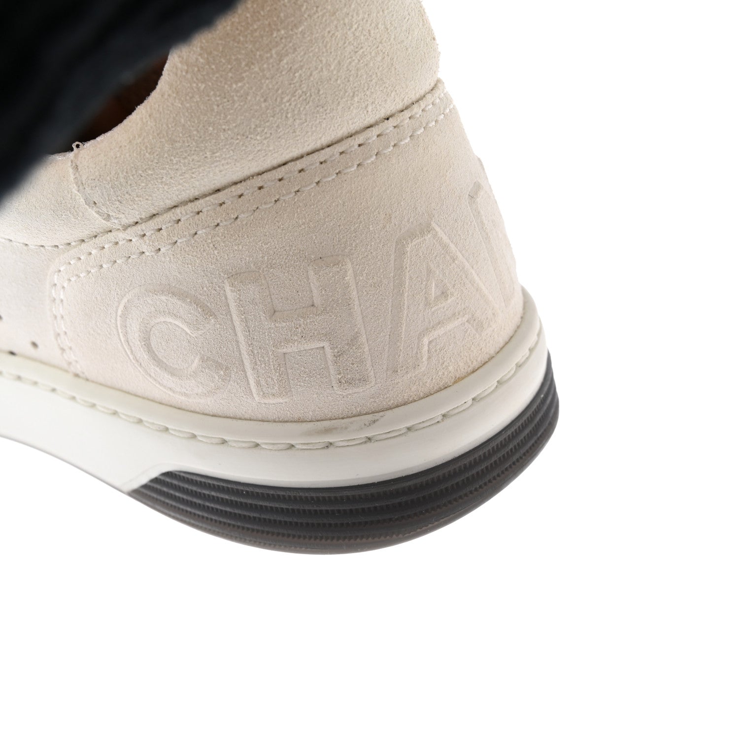 Chanel Suede Calfskin Logo Sneakers 39 Black White 12 of 16