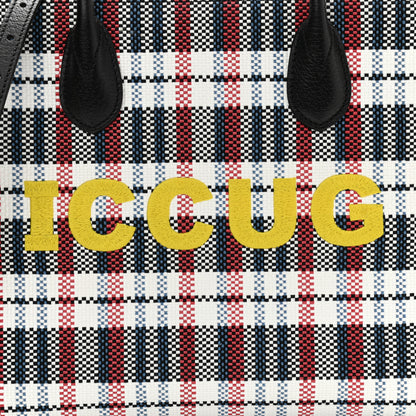 Gucci Canvas Plaid ICCUG Embroidered Small Tote Bag Black White Red Blue Smile Yellow 8 of 10