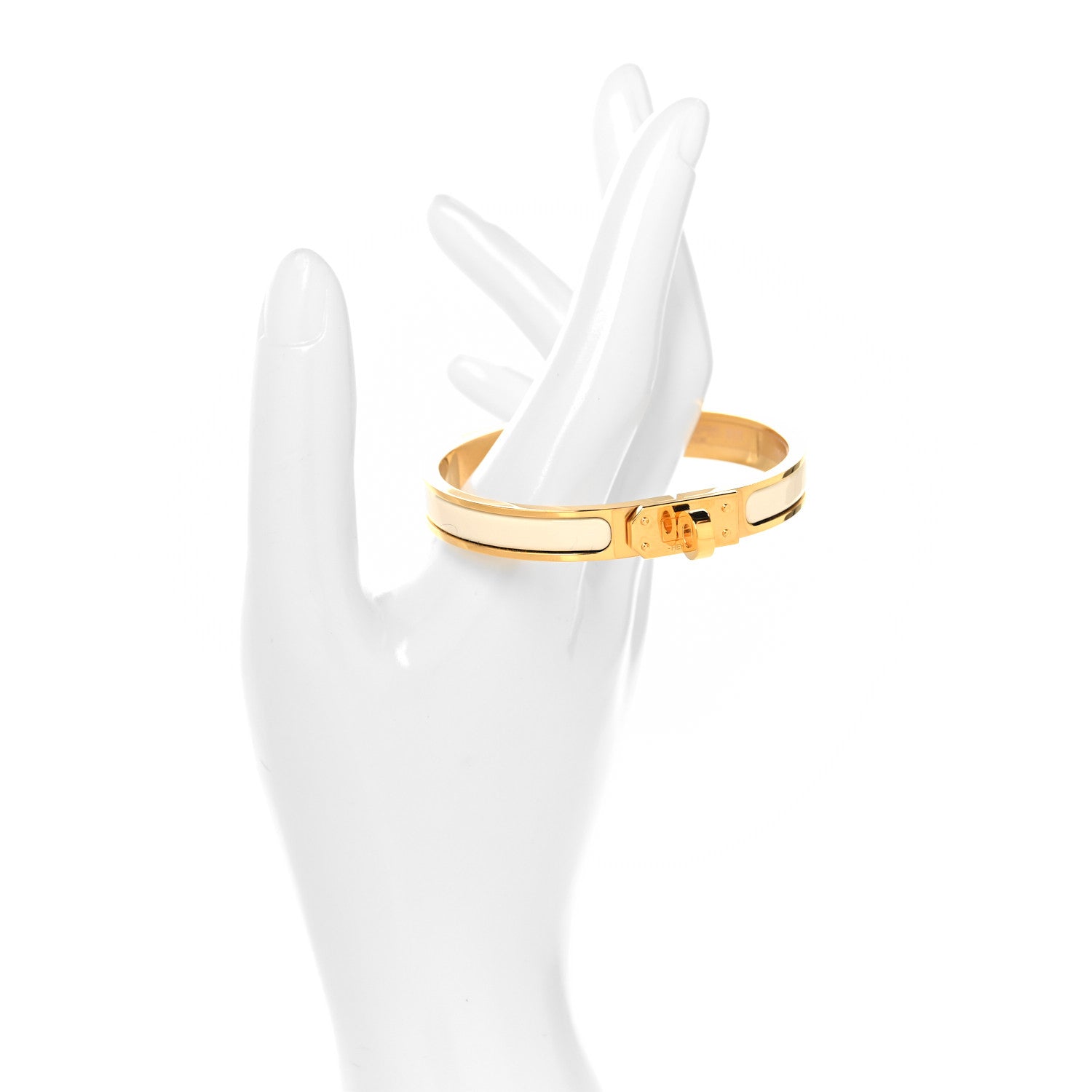 Hermes Enamel Mini Clic Kelly Bracelet PM Creme 2 of 5
