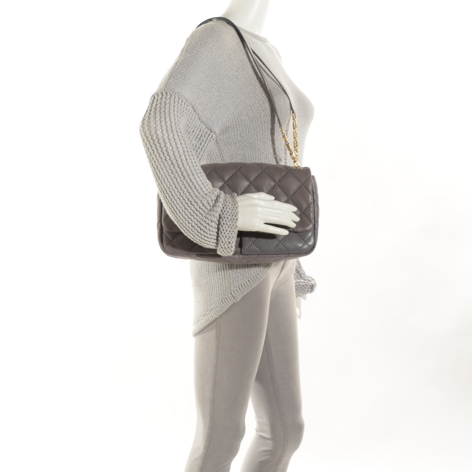 Chanel Calfskin Quilted Large Retro Chain Flap Grey 2 of 8