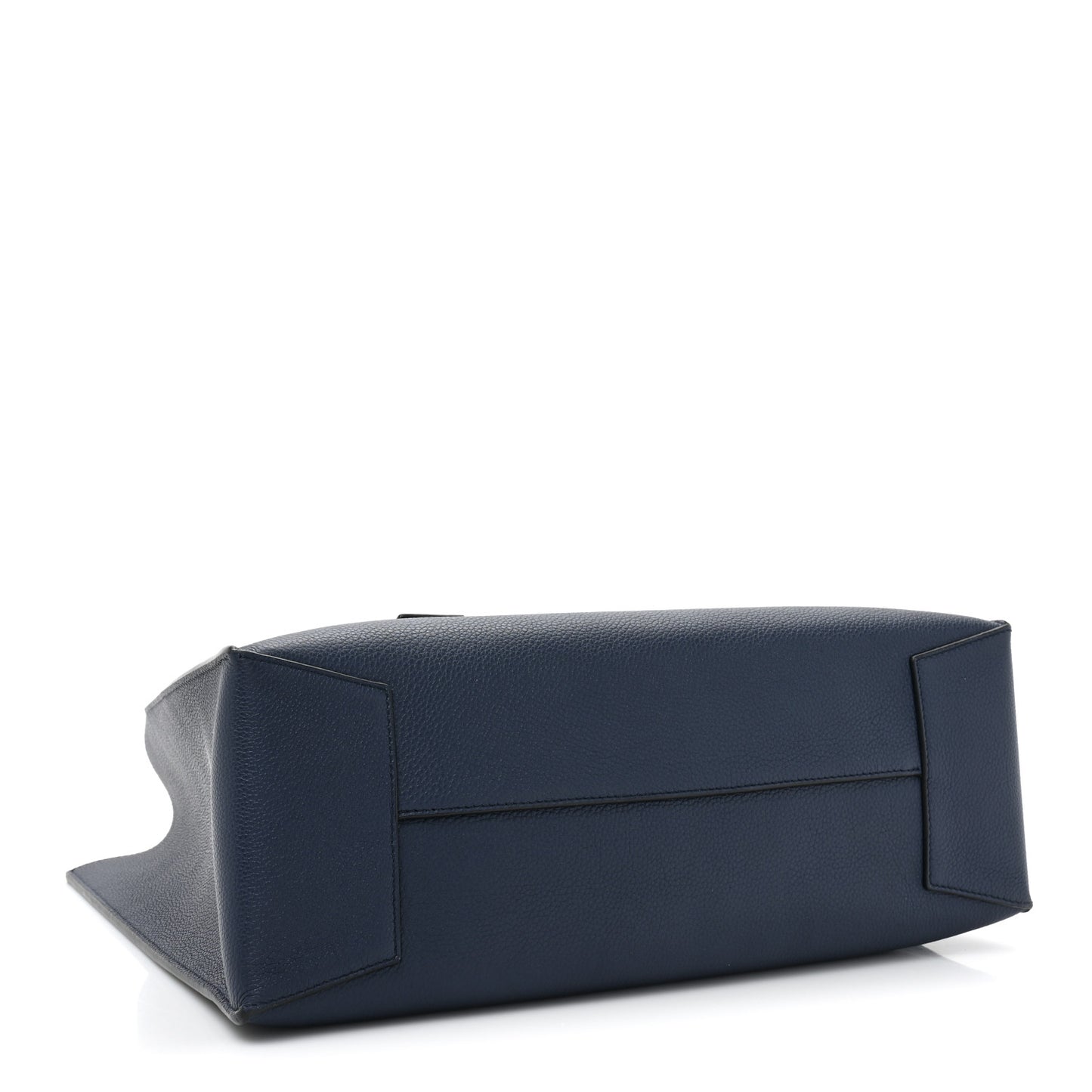 Soft Grained Calfskin Buckle Zip Tote Navy