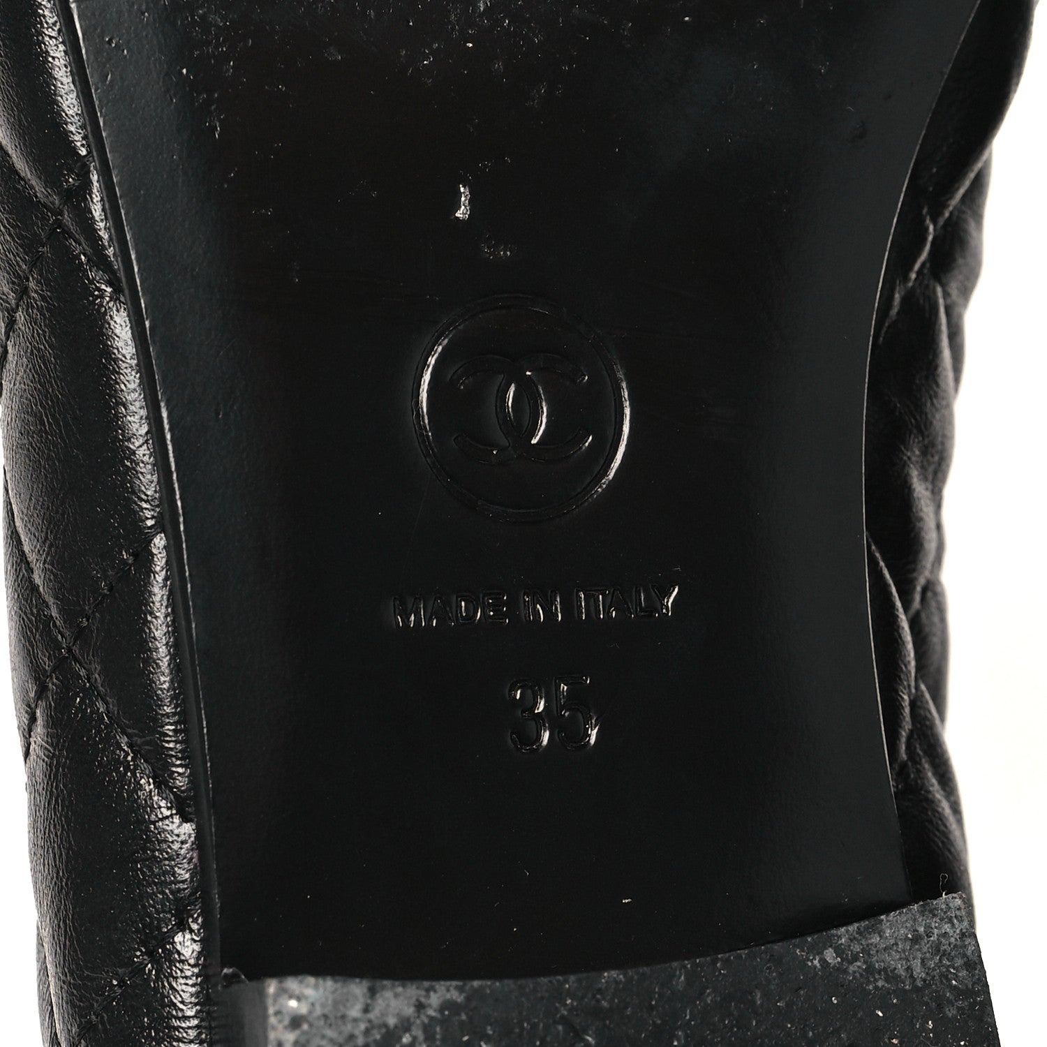 Chanel Aged Calfskin Quilted CC Cap Toe Ballerina Flats 35 Black 7 of 9