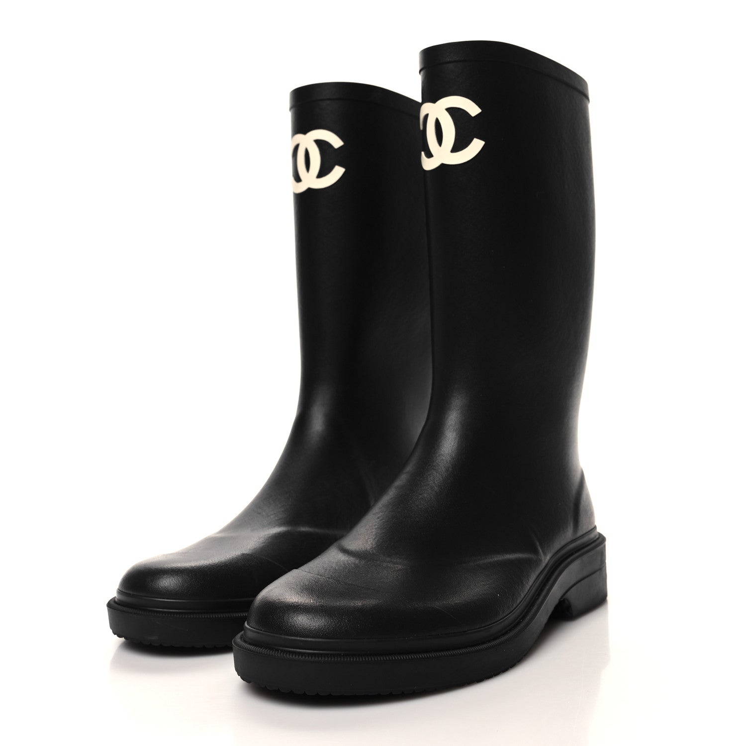Chanel Caoutchouk CC High Boots 40 Black 3 of 7