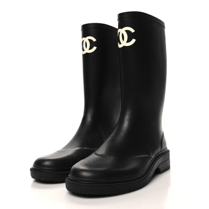 Chanel Caoutchouk CC High Boots 40 Black 3 of 7