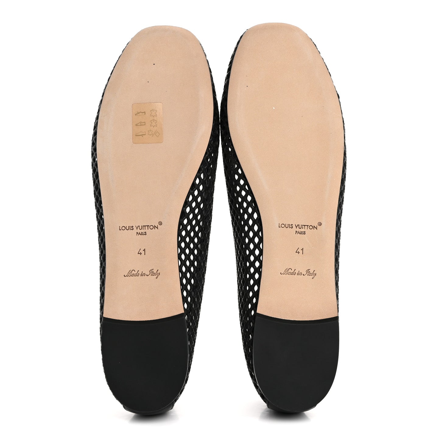 Perforated Calfskin Shake Ballerina Flats 41 Black