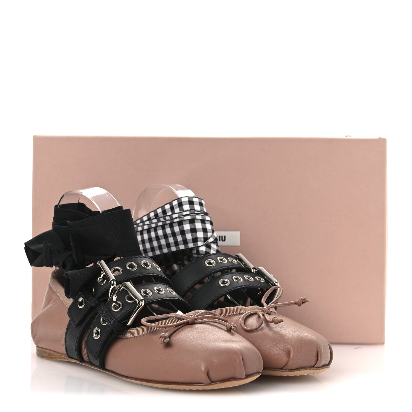 Nappa Double Buckle Ballerina Flats 35 Cammeo Black