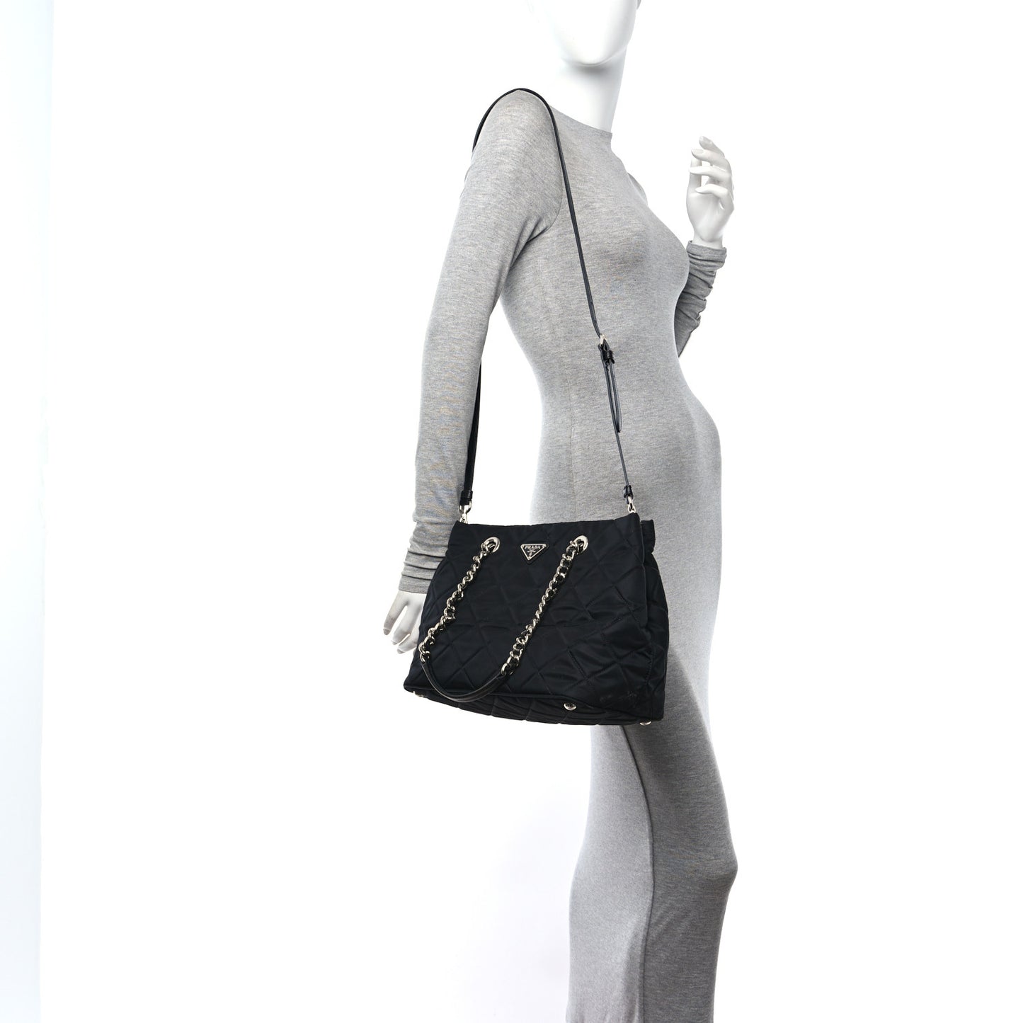 Nylon Tessuto Impuntu Quilted Tote Black