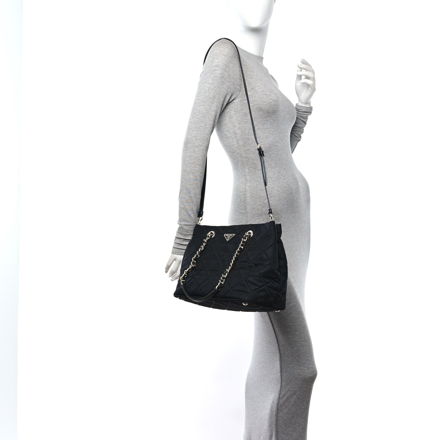 Prada Nylon Tessuto Impuntu Quilted Tote Black 2 of 11