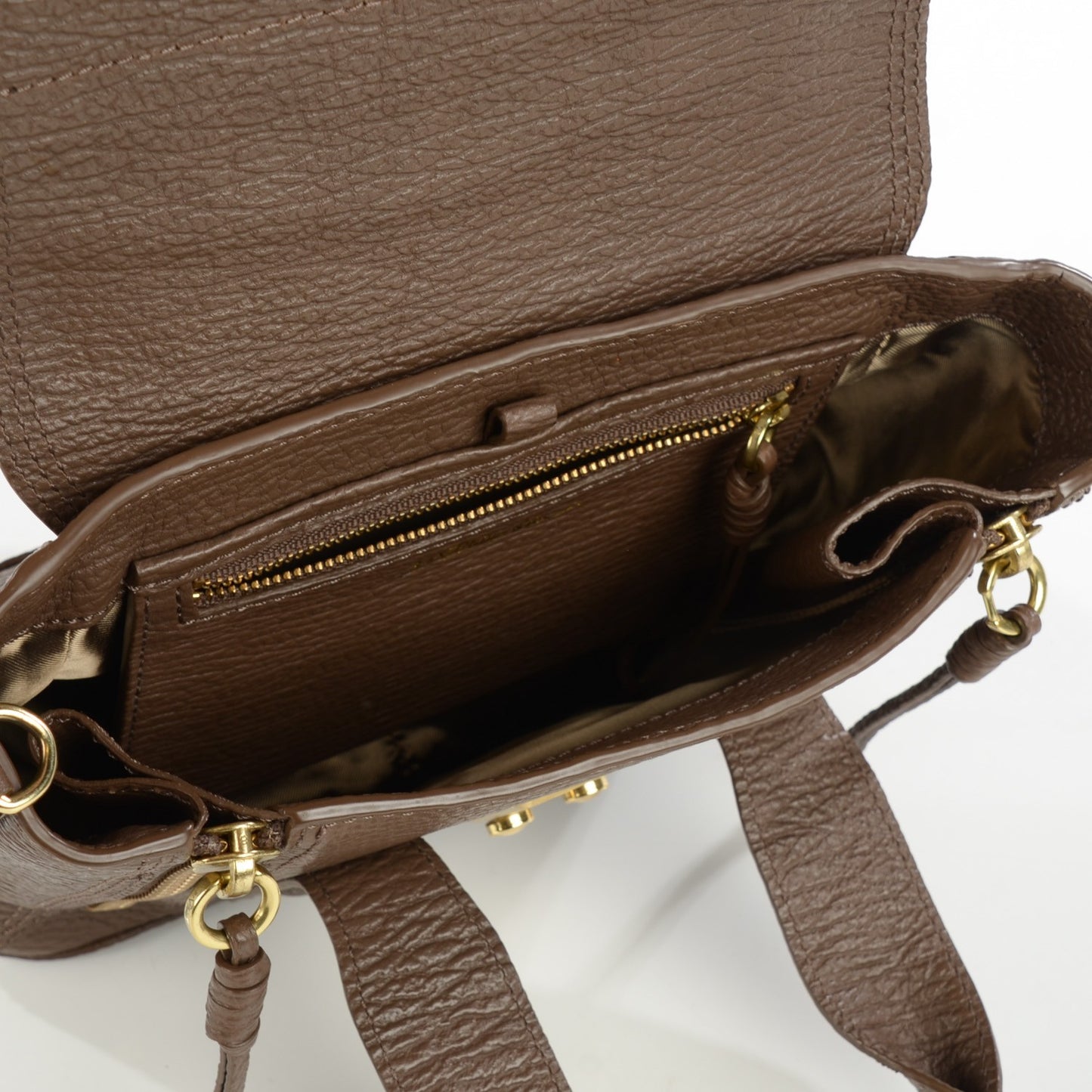 3.1 Textured Calfskin Mini Pashli Satchel Taupe