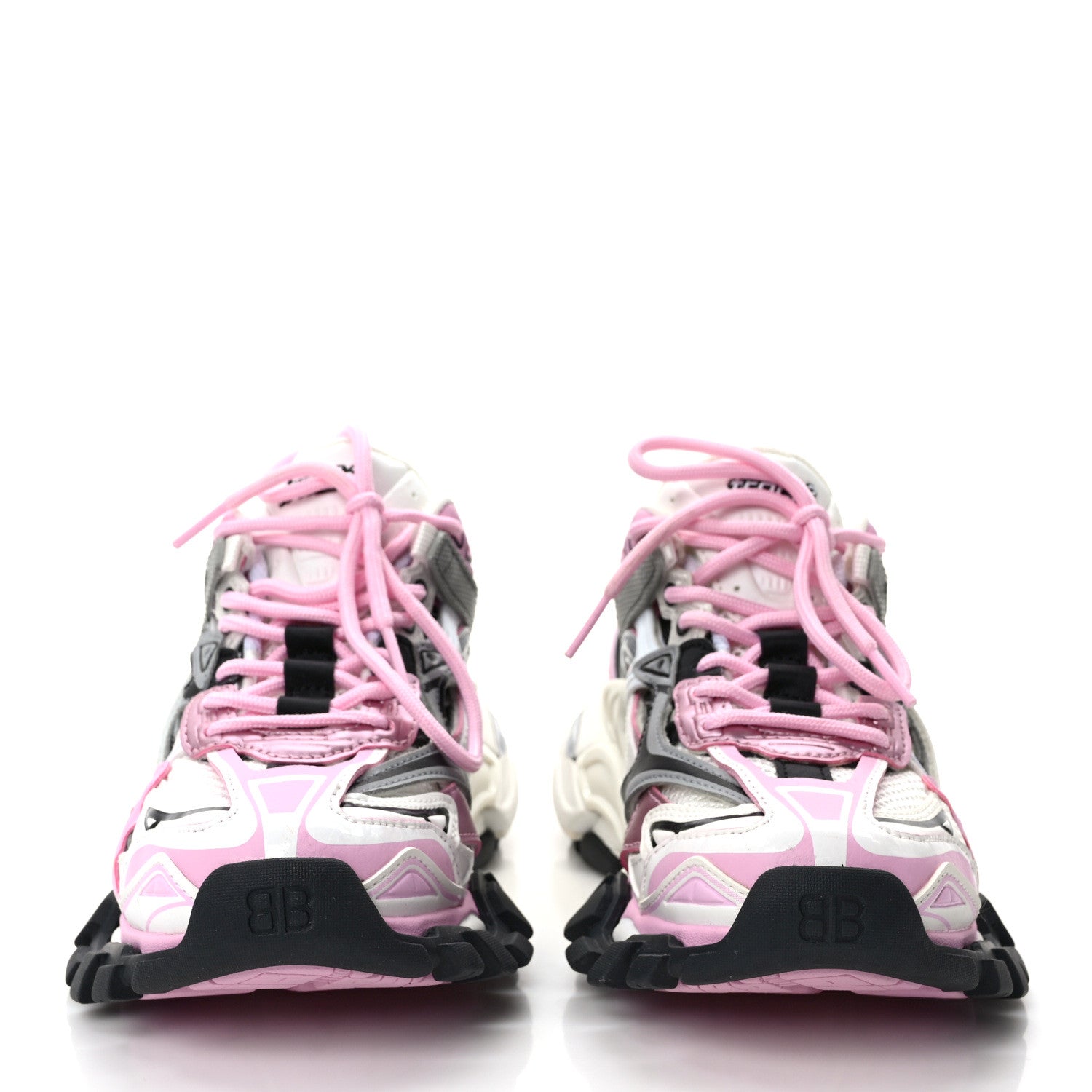 Balenciaga Rubber Mesh Tri-Color Womens Track.2 Open Sneakers 35 Pink Grey White 2 of 7