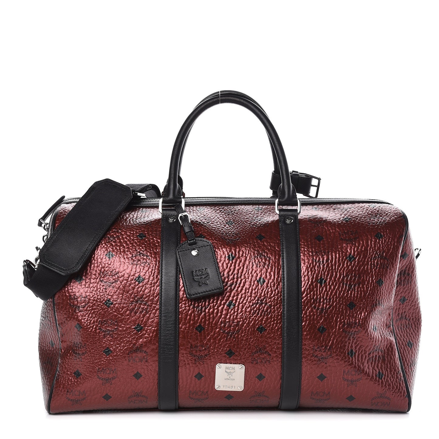Metallic Visetos Medium Traveler Weekender Bag Scooter Red