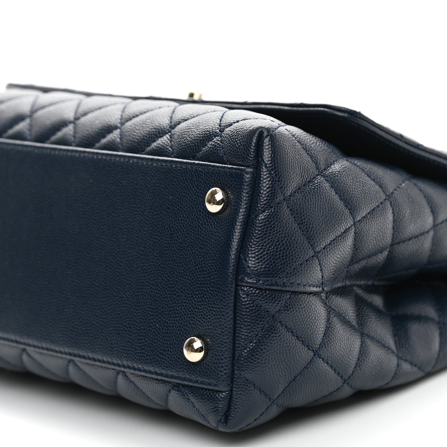 Caviar Quilted Small Coco Handle Flap Navy