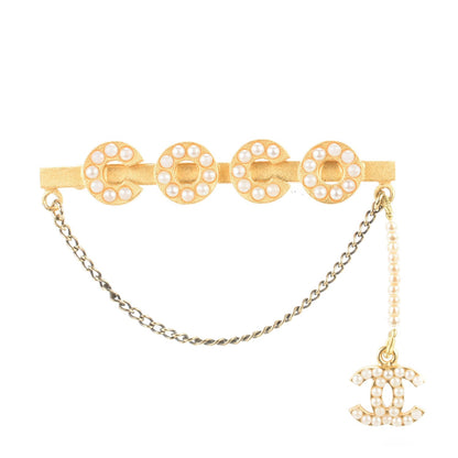 Chanel Pearl Coco CC Brooch Gold 1 of 5